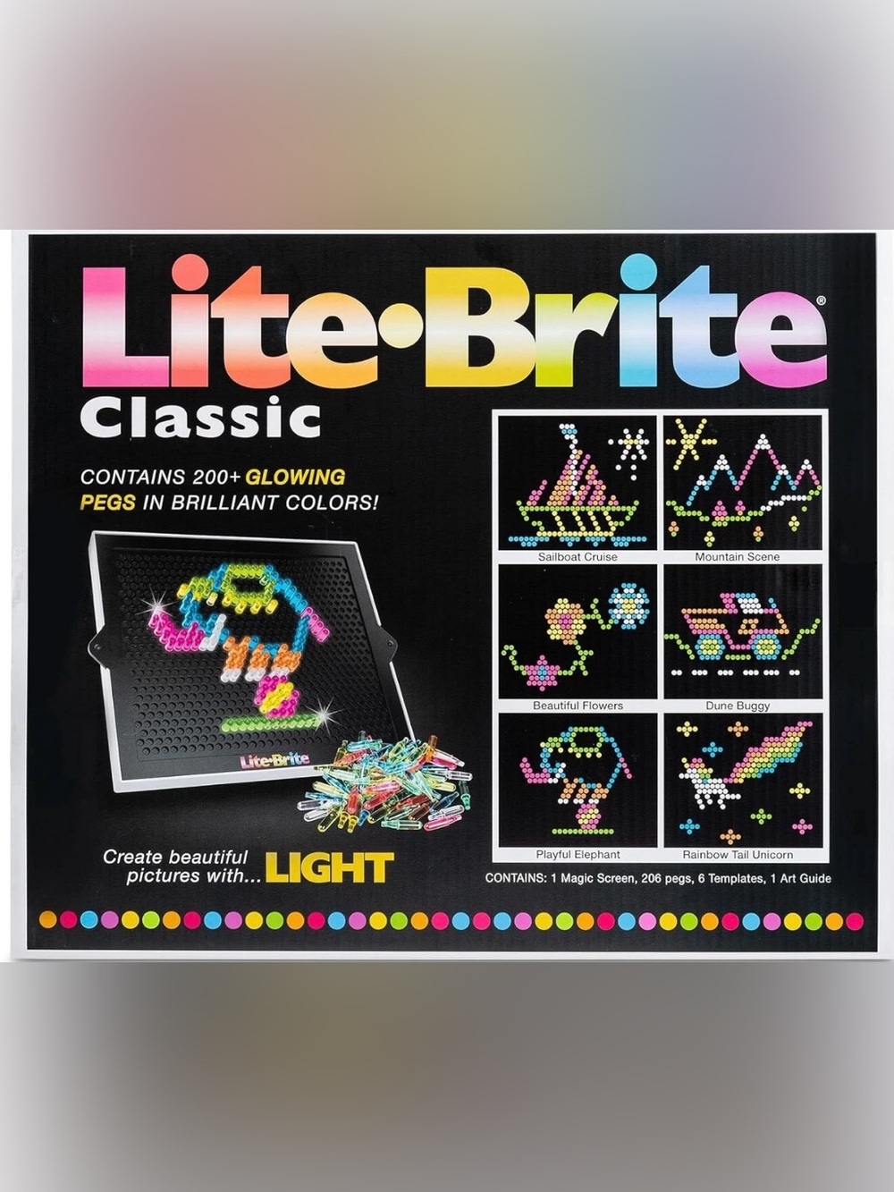 Lite-Brite Classic with Battery Powered Light Bulbs & Colorful Pegs